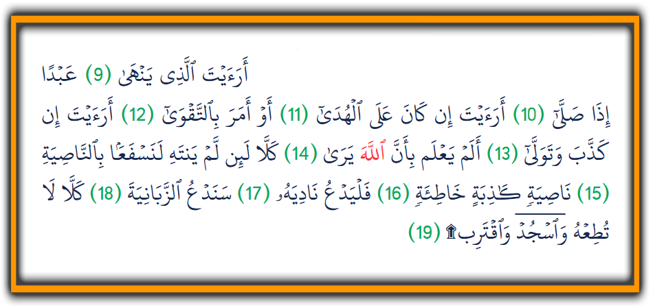 سورة العلق الآيات (9-19)